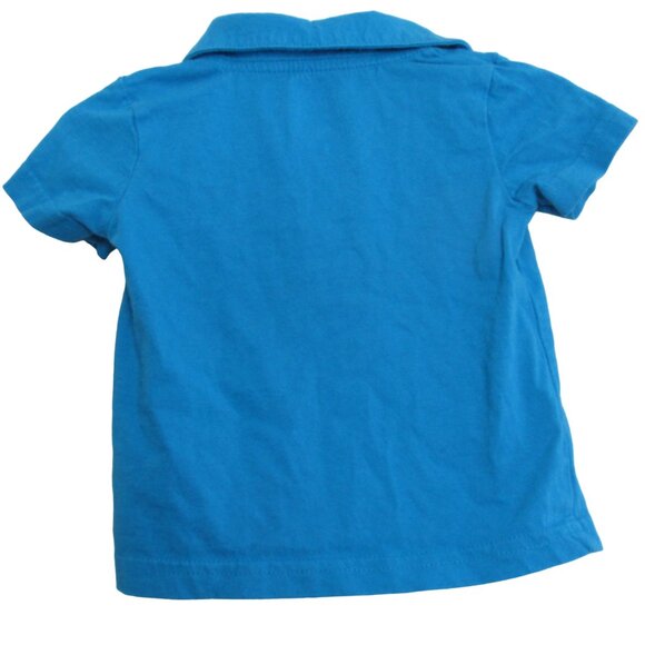 Carters Just One You Pullover Polo Shirt Boys 9M Blue Short‎ Sleeve Cars Collar - Picture 4 of 4